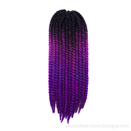 best price Twist Hair Jumbo Crochet Braids 22 inch 120g 20 Color Ombre Synthetic Crochet Hair Braiding Hair for women 2020